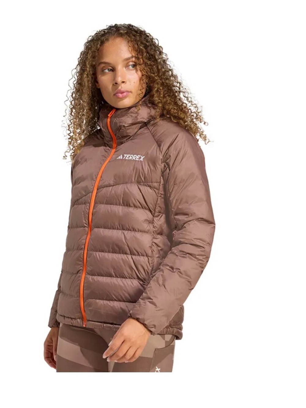 Adidas Terrex Xperior CLIMAWARM+ Down Hooded Jacket in "Earth Strata"